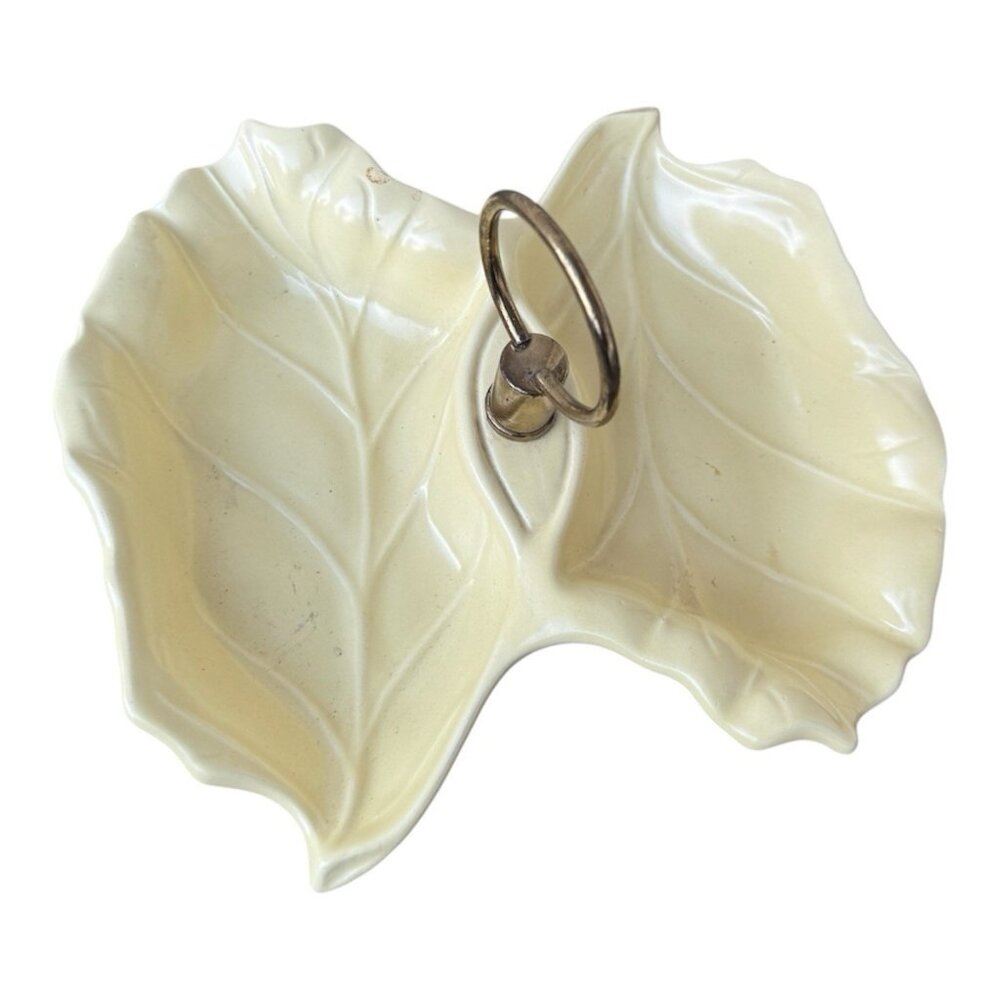 Vintage California USA Marsh Pottery 3361 Leaf Candy Nut Dish Mid Century
